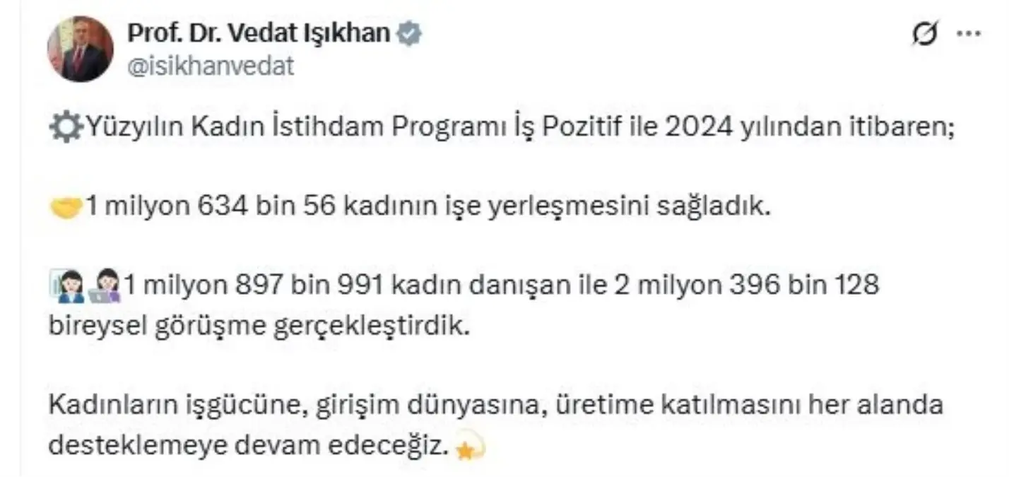 Yüzyılın Kadın İstihdam Programı: İş Pozitif ile 1.6 Milyon Kadın İşe Yerleştirilecek