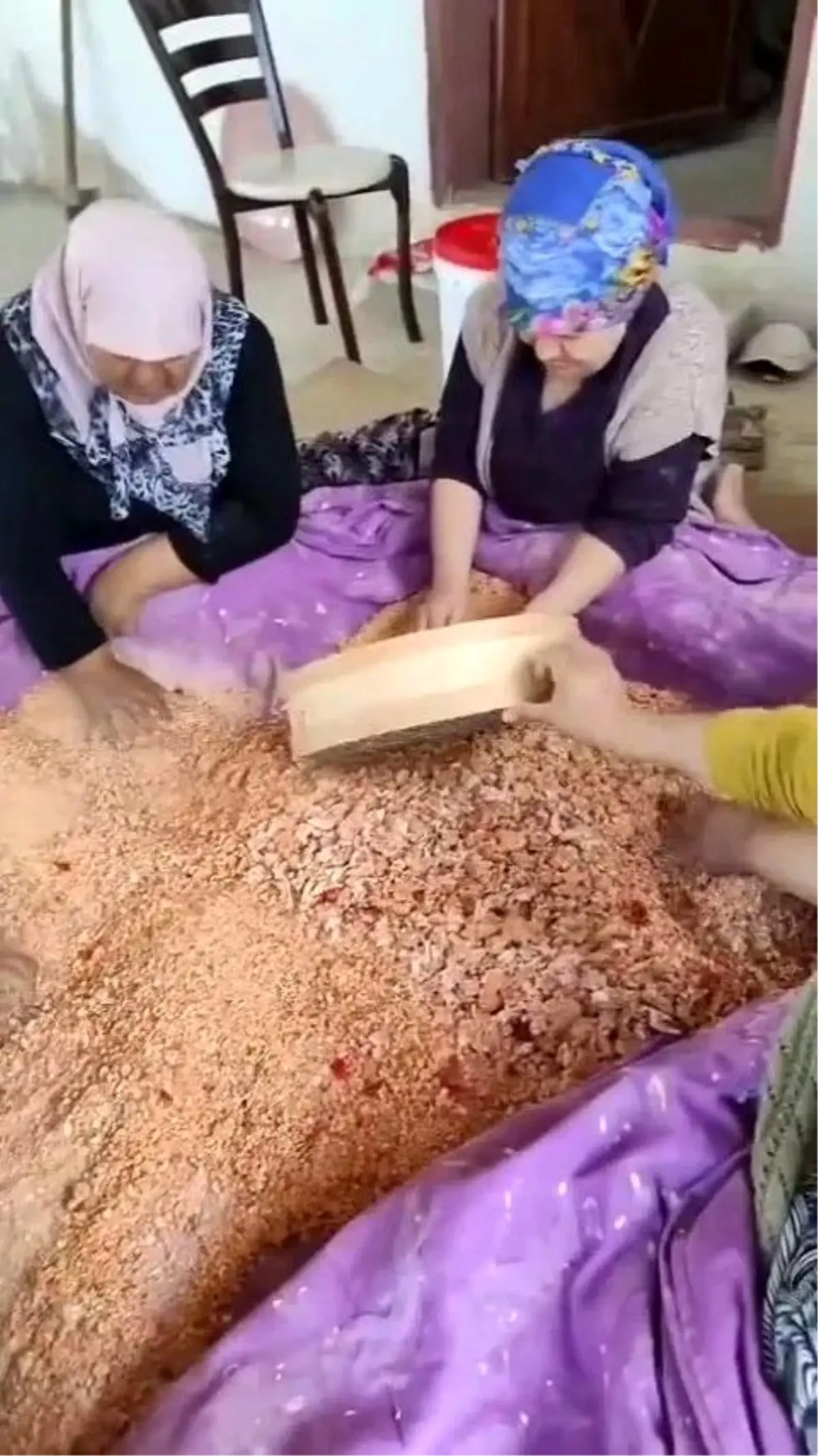 Boyabatlı Kadınlar Kışlık Tarhana İçin İmece Usulü Bir Araya Geldi