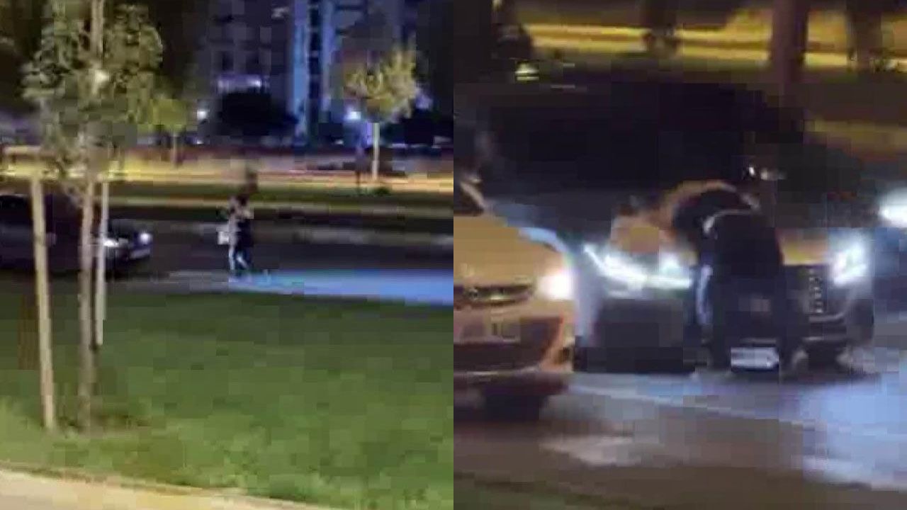 Şaşkına çeviren görüntü! Kendini seyir halindeki araçların önüne attı Şaşkına çeviren görüntü! Kendini seyir halindeki araçların önüne attı